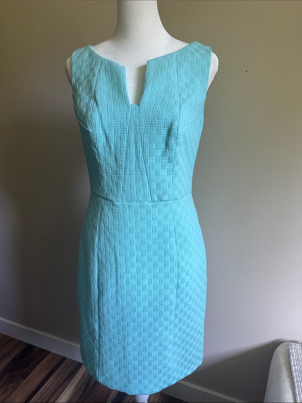 Worthington Aqua Textured Sleeveless Midi Sheath Dress